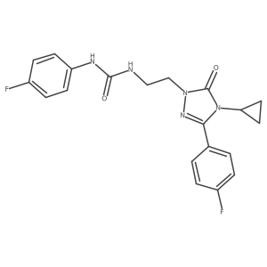 1-(2-(4-cyclopropyl-3-(4-fluorophenyl)-5-oxo-4,5-dihydro-1H-1,2,4-triazol-1-yl)ethyl)-3-(4-fluorophenyl)urea结构式