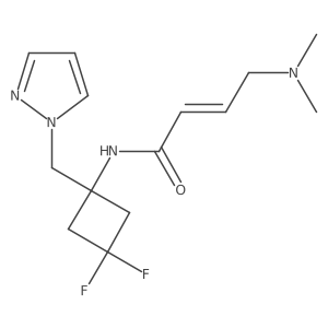 (E)-N-[3,3-Difluoro-1-(pyrazol-1-ylmethyl)cyclobutyl]-4-(dimethylamino)but-2-enamide结构式