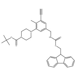 tert-butyl 4-{3-ethynyl-5-[({[(9H-fluoren-9-yl)methoxy]carbonyl}amino)methyl]-2-methylphenyl}piperazine-1-carboxylate结构式