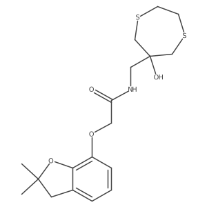 2-[(2,2-dimethyl-2,3-dihydro-1-benzofuran-7-yl)oxy]-N-[(6-hydroxy-1,4-dithiepan-6-yl)methyl]acetamide结构式
