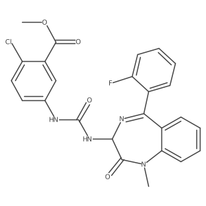 methyl 2-chloro-5-({[5-(2-fluorophenyl)-1-methyl-2-oxo-2,3-dihydro-1H-1,4-benzodiazepin-3-yl]carbamoyl}amino)benzoate结构式
