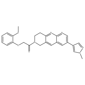 2-(2-methoxyphenoxy)-1-[3-(1-methyl-1H-pyrazol-4-yl)-6H,7H,8H,9H-pyrido[2,3-b]1,6-naphthyridin-7-yl]ethan-1-one结构式