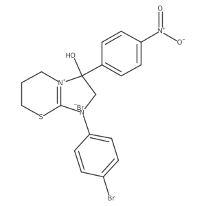 1-(4-bromophenyl)-3-hydroxy-3-(4-nitrophenyl)-3,5,6,7-tetrahydro-2H-imidazo[2,1-b][1,3]thiazin-1-ium bromide结构式