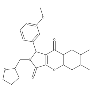 1-(3-methoxyphenyl)-6,7-dimethyl-2-(oxolan-2-ylmethyl)-4a,5,6,7,8,8a-hexahydro-1H-chromeno[2,3-c]pyrrole-3,9-dione Structure