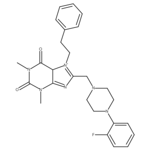 8-[[4-(2-fluorophenyl)piperazin-1-yl]methyl]-1,3-dimethyl-7-(2-phenylethyl)-5H-purin-7-ium-2,6-dione结构式