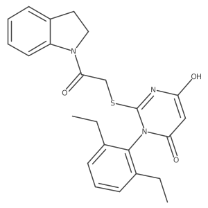3-(2,6-Diethylphenyl)-2-[2-(2,3-dihydroindol-1-yl)-2-oxoethyl]sulfanyl-6-hydroxypyrimidin-4-one结构式