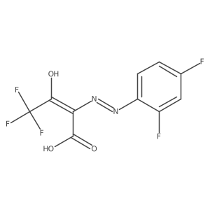 2-[(E)-2-(2,4-difluorophenyl)hydrazono]-4,4,4-trifluoro-3-oxobutanoic acid结构式