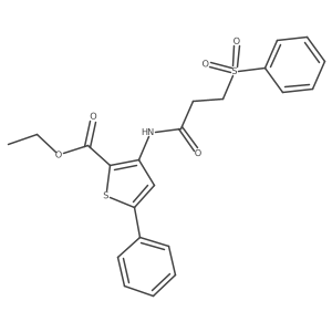 Ethyl 3-[3-(benzenesulfonyl)propanamido]-5-phenylthiophene-2-carboxylate结构式