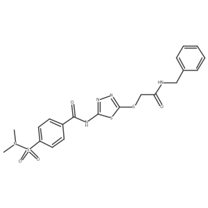 N-[5-[2-(benzylamino)-2-oxo-ethyl]sulfanyl-1,3,4-thiadiazol-2-yl]-4-(dimethylsulfamoyl)benzamide Structure