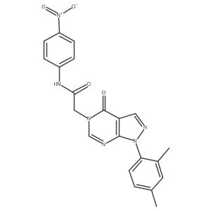 2-(1-(2,4-dimethylphenyl)-4-oxo-1H-pyrazolo[3,4-d]pyrimidin-5(4H)-yl)-N-(4-nitrophenyl)acetamide结构式