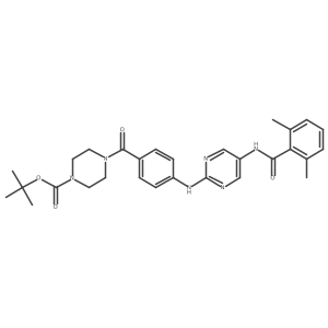 4-{4-[5-(2,6-Dimethyl-benzoylamino)-pyrimidin-2-ylamino]-benzoyl}-piperazine-1-carboxylic acid tert-butyl ester Structure