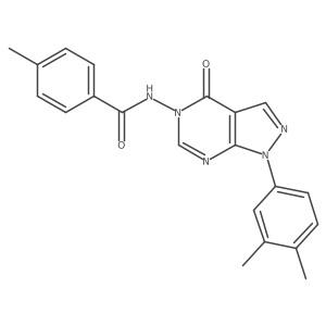 N-(1-(3,4-dimethylphenyl)-4-oxo-1H-pyrazolo[3,4-d]pyrimidin-5(4H)-yl)-4-methylbenzamide结构式