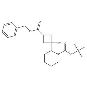 1,1-dimethylethyl (2R)-2-(3-hydroxy-1-{[(phenylmethyl)oxy]carbonyl}azetidin-3-yl)piperidine-1-carboxylate结构式