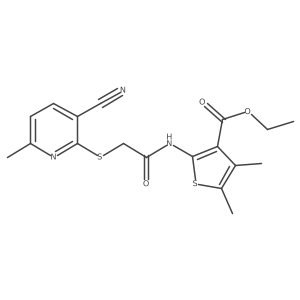 Ethyl 2-{2-[(3-cyano-6-methylpyridin-2-YL)sulfanyl]acetamido}-4,5-dimethylthiophene-3-carboxylate结构式
