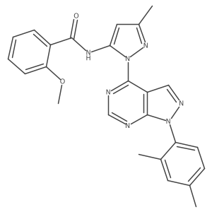 N-{1-[1-(2,4-dimethylphenyl)-1H-pyrazolo[3,4-d]pyrimidin-4-yl]-3-methyl-1H-pyrazol-5-yl}-2-methoxybenzamide结构式