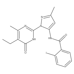 N-(1-(5-ethyl-4-methyl-6-oxo-1,6-dihydropyrimidin-2-yl)-3-methyl-1H-pyrazol-5-yl)-2-iodobenzamide Structure