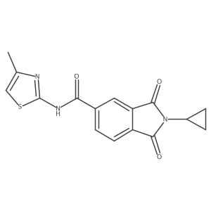 2-cyclopropyl-N-[(2E)-4-methyl-1,3-thiazol-2(3H)-ylidene]-1,3-dioxo-2,3-dihydro-1H-isoindole-5-carboxamide结构式