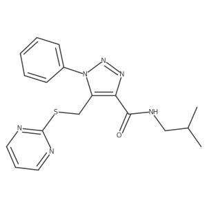 N-isobutyl-1-phenyl-5-((pyrimidin-2-ylthio)methyl)-1H-1,2,3-triazole-4-carboxamide Structure