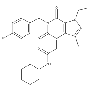 N-cyclohexyl-2-(1-ethyl-6-(4-fluorobenzyl)-3-methyl-5,7-dioxo-6,7-dihydro-1H-pyrazolo[4,3-d]pyrimidin-4(5H)-yl)acetamide Structure