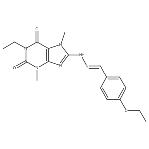 (E)-8-(2-(4-ethoxybenzylidene)hydrazinyl)-1-ethyl-3,7-dimethyl-1H-purine-2,6(3H,7H)-dione Structure