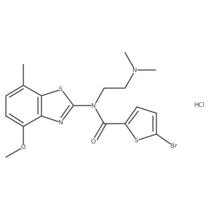5-bromo-N-(2-(dimethylamino)ethyl)-N-(4-methoxy-7-methylbenzo[d]thiazol-2-yl)thiophene-2-carboxamide hydrochloride结构式