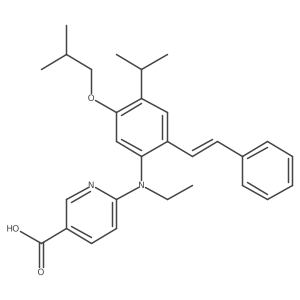 (E)-6-(Ethyl(5-isobutoxy-4-isopropyl-2-styrylphenyl)amino)nicotinic acid结构式