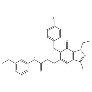2-((1-ethyl-6-(4-fluorobenzyl)-3-methyl-7-oxo-6,7-dihydro-1H-pyrazolo[4,3-d]pyrimidin-5-yl)thio)-N-(3-ethylphenyl)acetamide Structure