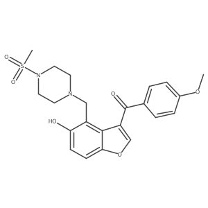 (5-Hydroxy-4-{[4-(methylsulfonyl)piperazin-1-yl]methyl}-1-benzofuran-3-yl)(4-methoxyphenyl)methanone结构式
