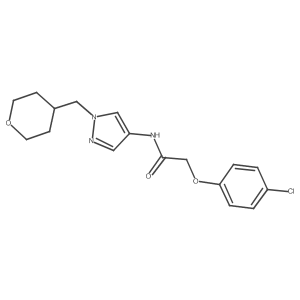 2-(4-chlorophenoxy)-N-(1-((tetrahydro-2H-pyran-4-yl)methyl)-1H-pyrazol-4-yl)acetamide结构式