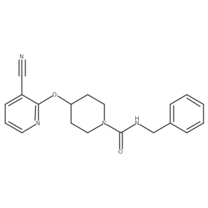 N-benzyl-4-((3-cyanopyridin-2-yl)oxy)piperidine-1-carboxamide结构式