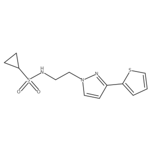 N-(2-(3-(thiophen-2-yl)-1H-pyrazol-1-yl)ethyl)cyclopropanesulfonamide Structure