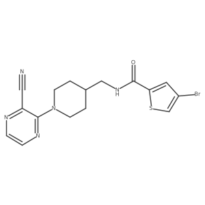 4-bromo-N-((1-(3-cyanopyrazin-2-yl)piperidin-4-yl)methyl)thiophene-2-carboxamide结构式