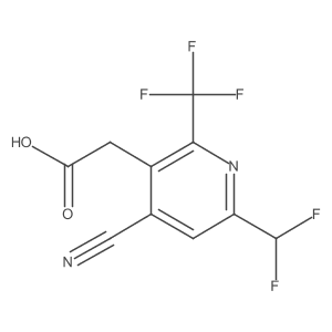 2-(4-Cyano-6-(difluoromethyl)-2-(trifluoromethyl)pyridin-3-yl)acetic acid Structure