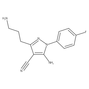 5-(3-Aminopropyl)-2-(4-fluorophenyl)-3-imino-2,3-dihydro-1H-pyrazole-4-carbonitrile结构式