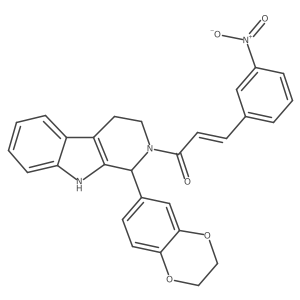 (2E)-1-[1-(2,3-Dihydro-1,4-benzodioxin-6-yl)-1,3,4,9-tetrahydro-2H-pyrido[3,4-b]indol-2-yl]-3-(3-nitrophenyl)-2-propen-1-one Structure