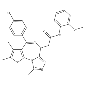 2-[7-(4-chlorophenyl)-4,5,13-trimethyl-3-thia-1,8,11,12-tetrazatricyclo[8.3.0.02,6]trideca-2(6),4,7,10,12-pentaen-9-yl]-N-(2-methoxypyridin-3-yl)acetamide结构式