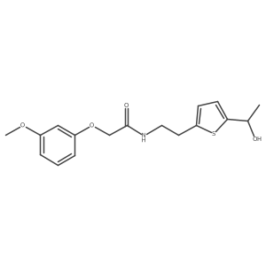 N-(2-(5-(1-hydroxyethyl)thiophen-2-yl)ethyl)-2-(3-methoxyphenoxy)acetamide结构式