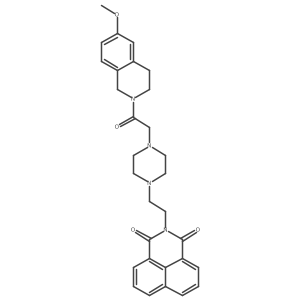 2-(2-(4-(2-(6-methoxy-3,4-dihydroisoquinolin-2(1H)-yl)-2-oxoethyl)piperazin-1-yl)ethyl)-1H-benzo[de]isoquinoline-1,3(2H)-dione结构式