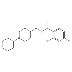 2-chloro-4-fluoro-N-((1-(tetrahydro-2H-thiopyran-4-yl)piperidin-4-yl)methyl)benzamide结构式