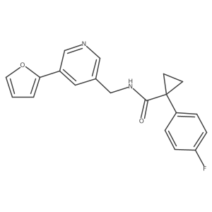 1-(4-fluorophenyl)-N-((5-(furan-2-yl)pyridin-3-yl)methyl)cyclopropanecarboxamide结构式