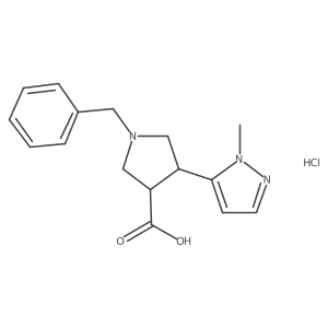 1-benzyl-4-(1-methyl-1H-pyrazol-5-yl)pyrrolidine-3-carboxylic acid hydrochloride Structure