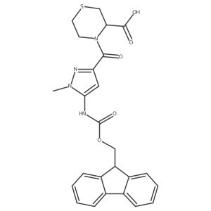 4-[5-({[(9H-fluoren-9-yl)methoxy]carbonyl}amino)-1-methyl-1H-pyrazole-3-carbonyl]thiomorpholine-3-carboxylic acid结构式