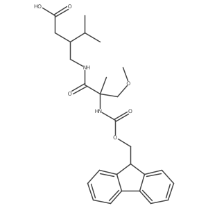 3-{[2-({[(9H-fluoren-9-yl)methoxy]carbonyl}amino)-2-(methoxymethyl)propanamido]methyl}-4-methylpentanoic acid结构式