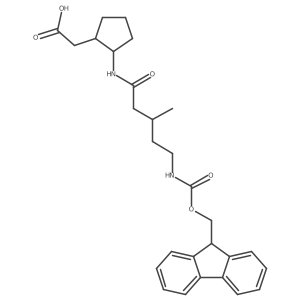 rac-2-[(1R,2S)-2-[5-({[(9H-fluoren-9-yl)methoxy]carbonyl}amino)-3-methylpentanamido]cyclopentyl]acetic acid结构式