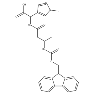 2-[(3R)-3-({[(9H-fluoren-9-yl)methoxy]carbonyl}amino)butanamido]-2-(1-methyl-1H-pyrazol-4-yl)acetic acid Structure