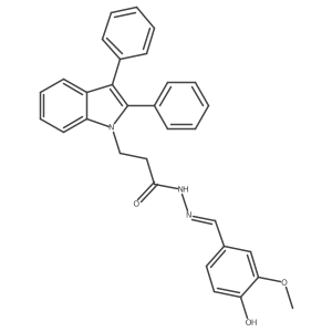 (E)-3-(2,3-diphenyl-1H-indol-1-yl)-N'-(4-hydroxy-3-methoxybenzylidene)propanehydrazide结构式