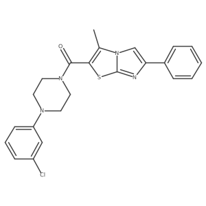 (4-(3-Chlorophenyl)piperazin-1-yl)(3-methyl-6-phenylimidazo[2,1-b]thiazol-2-yl)methanone结构式