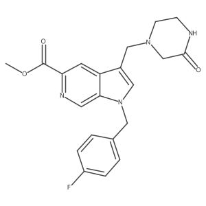 1h-Pyrrolo[2,3-c]pyridine-5-carboxylic acid,1-[(4-fluorophenyl)methyl]-3-[(3-oxo-1-piperazinyl)methyl]-,methyl ester Structure