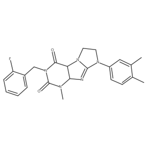 6-(3,4-Dimethylphenyl)-2-[(2-fluorophenyl)methyl]-4-methyl-4a,7,8,9a-tetrahydropurino[7,8-a]imidazole-1,3-dione结构式