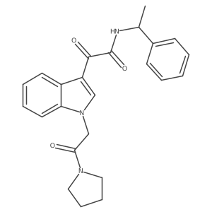 2-oxo-2-(1-(2-oxo-2-(pyrrolidin-1-yl)ethyl)-1H-indol-3-yl)-N-(1-phenylethyl)acetamide结构式